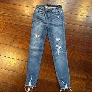 Judy Blue Distressed Jeans Womens Size 3/26 Blue Stretch Skinny Jb8280MD